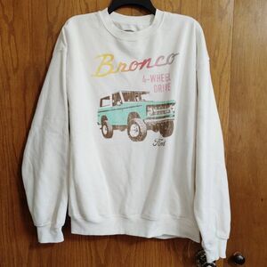 Ford Classic Bronco Sz MEDIUM Graphic Pullover Sweatshirt Crew Neck Fleece Truck